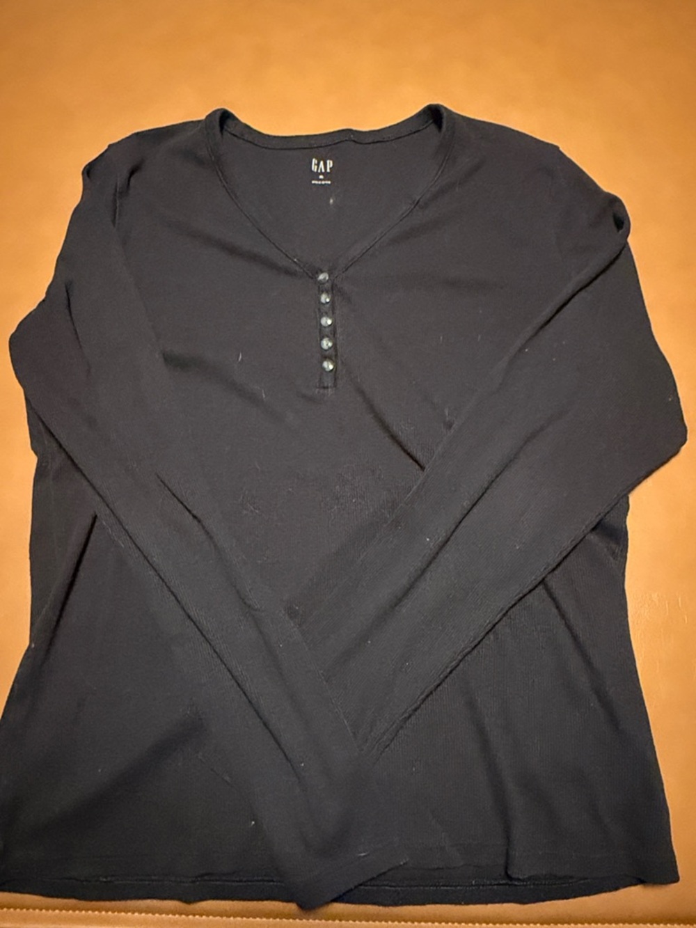 GAP Black Long-Sleeve Henley Tee